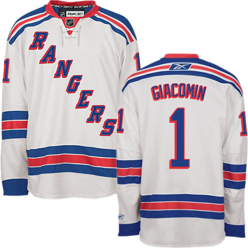 #1 Men's Eddie Giacomin Premier Away Jersey - Reebok NHL New York Rangers White