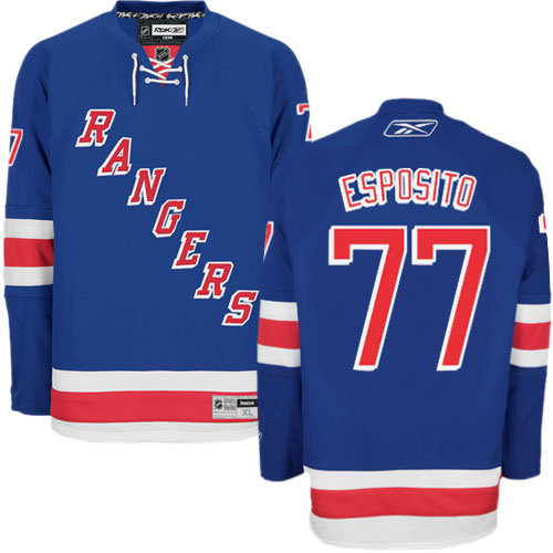 #77 Men's Phil Esposito Authentic Home Jersey - Reebok NHL New York Rangers Royal Blue
