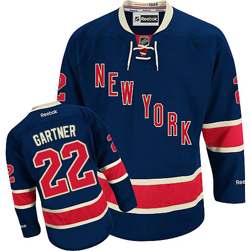 #22 Men's Mike Gartner Authentic Third Jersey - Reebok NHL New York Rangers Navy Blue