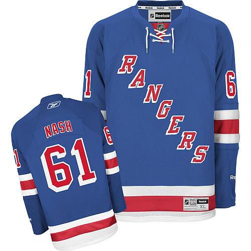 #61 Youth Rick Nash Premier Home Jersey - Reebok NHL New York Rangers Royal Blue