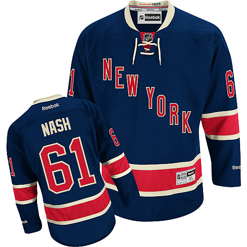 #61 Youth Rick Nash Premier Third Jersey - Reebok NHL New York Rangers Navy Blue