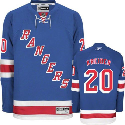 #20 Men's Chris Kreider Premier Home Jersey - Reebok NHL New York Rangers Royal Blue
