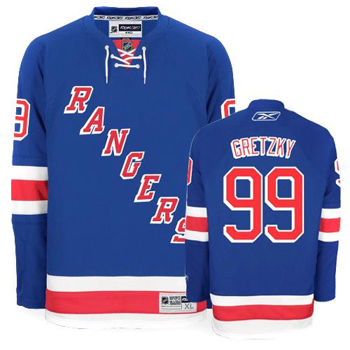#99 Youth Wayne Gretzky Premier Home Jersey - Reebok NHL New York Rangers Royal Blue