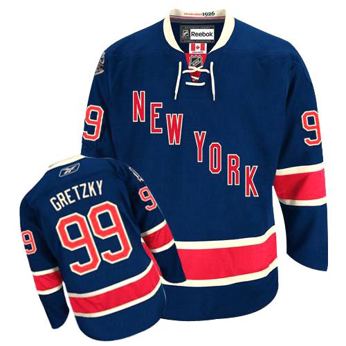 #99 Youth Wayne Gretzky Premier Third Jersey - Reebok NHL New York Rangers Navy Blue