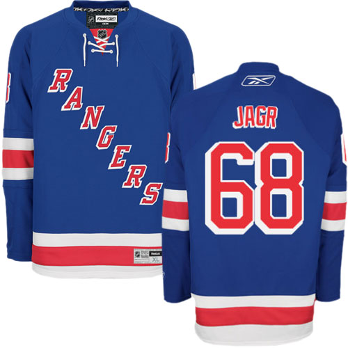#68 Men's Jaromir Jagr Premier Home Jersey - Reebok NHL New York Rangers Royal Blue