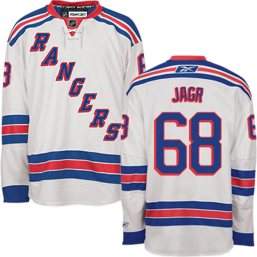#68 Men's Jaromir Jagr Authentic Away Jersey - Reebok NHL New York Rangers White