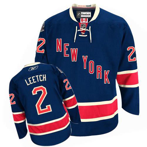 #2 Men's Brian Leetch Premier Third Jersey - Reebok NHL New York Rangers Navy Blue