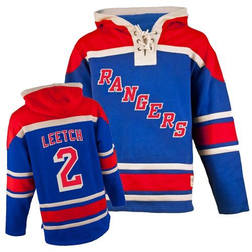 #2 Men's Brian Leetch Premier Jersey - Old Time Hockey NHL New York Rangers Royal Blue Sawyer Hooded Sweatshirt