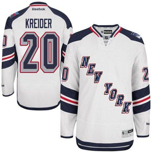 #20 Men's Chris Kreider Premier Jersey - Reebok NHL New York Rangers White 2014 Stadium Series