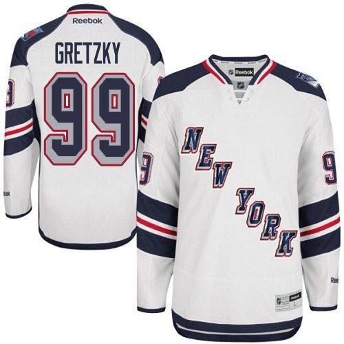 #99 Men's Wayne Gretzky Premier Jersey - Reebok NHL New York Rangers White 2014 Stadium Series