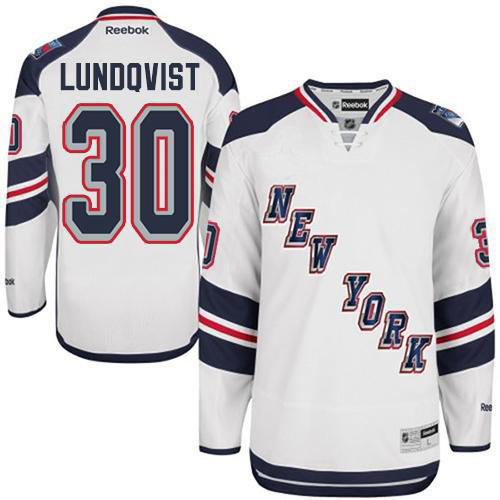#30 Youth Henrik Lundqvist Premier Jersey - Reebok NHL New York Rangers White 2014 Stadium Series