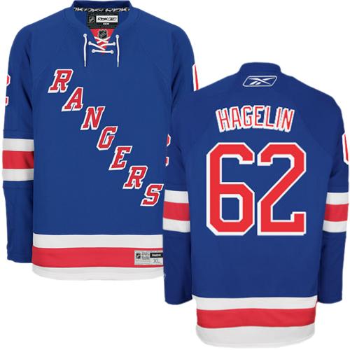 #62 Men's Carl Hagelin Premier Home Jersey - Reebok NHL New York Rangers Royal Blue