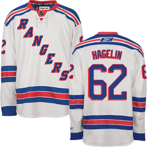 #62 Men's Carl Hagelin Premier Away Jersey - Reebok NHL New York Rangers White