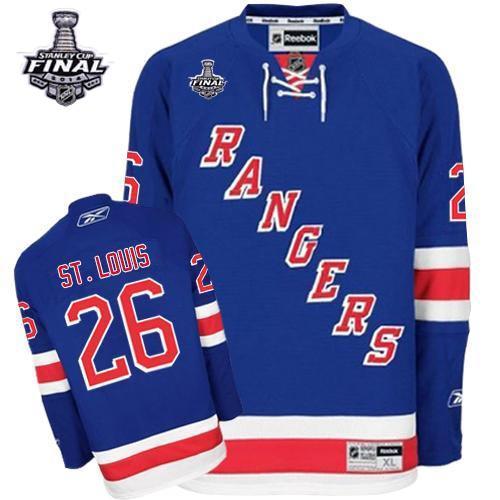 #26 Men's Martin St.Louis Premier Home Jersey - Reebok NHL 2014 Stanley Cup New York Rangers Royal Blue