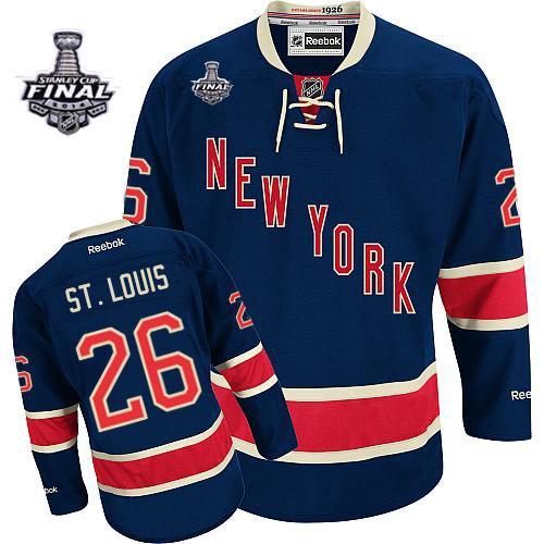 #26 Men's Martin St.Louis Premier Third Jersey - Reebok NHL 2014 Stanley Cup New York Rangers Navy Blue