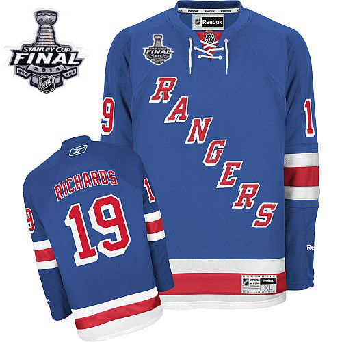#19 Men's Brad Richards Premier Home Jersey - Reebok NHL 2014 Stanley Cup New York Rangers Royal Blue