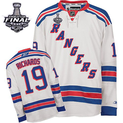 #19 Men's Brad Richards Premier Away Jersey - Reebok NHL 2014 Stanley Cup New York Rangers White