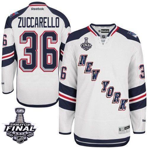 #36 Men's Mats Zuccarello Premier Jersey - Reebok NHL 2014 Stanley Cup New York Rangers White 2014 Stadium Series