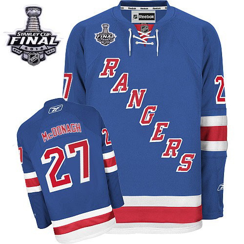 #27 Men's Ryan McDonagh Premier Home Jersey - Reebok NHL 2014 Stanley Cup New York Rangers Royal Blue