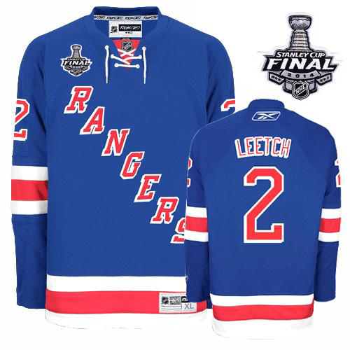 #2 Men's Brian Leetch Premier Home Jersey - Reebok NHL 2014 Stanley Cup New York Rangers Royal Blue