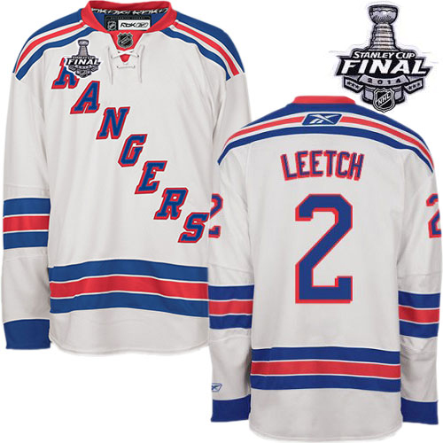 #2 Men's Brian Leetch Premier Away Jersey - Reebok NHL 2014 Stanley Cup New York Rangers White