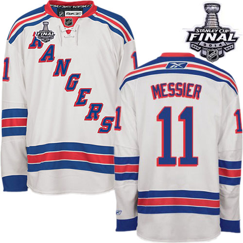#11 Men's Mark Messier Premier Away Jersey - Reebok NHL 2014 Stanley Cup New York Rangers White