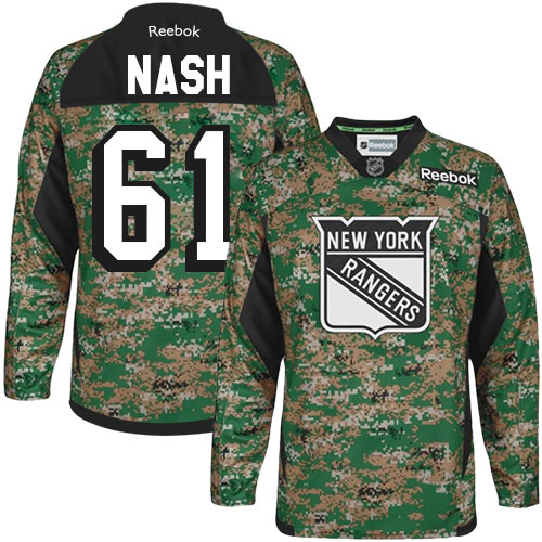 #61 Youth Rick Nash Premier Jersey - Reebok NHL New York Rangers Camo Veterans Day Practice