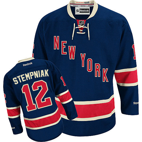 #12 Men's Lee Stempniak Authentic Third Jersey - Reebok NHL New York Rangers Navy Blue