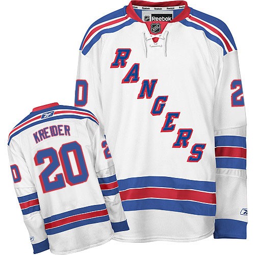 #20 Youth Chris Kreider Premier Away Jersey - Reebok NHL New York Rangers White