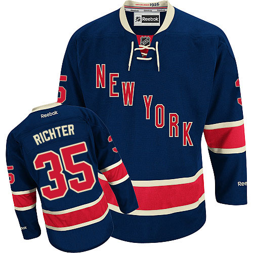 #35 Men's Mike Richter Premier Third Jersey - Reebok NHL New York Rangers Navy Blue