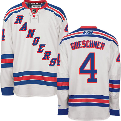 #4 Men's Ron Greschner Authentic Away Jersey - Reebok NHL New York Rangers White