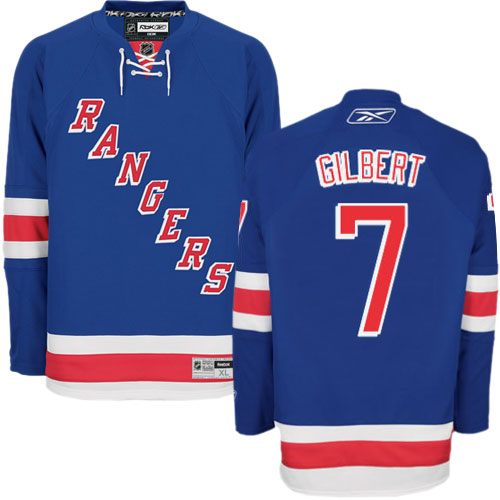 #7 Men's Rod Gilbert Authentic Home Jersey - Reebok NHL New York Rangers Royal Blue
