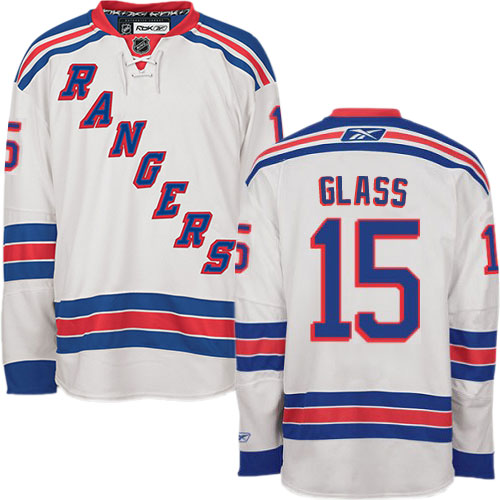#15 Men's Tanner Glass Premier Away Jersey - Reebok NHL New York Rangers White
